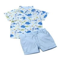 Amiliee Kids Baby Boys Whale Hlats Postavite majicu s kratkim rukavima + Hlače hlače