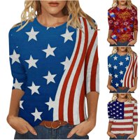 Košulje za američke zastave Qucoqpe 4. srpnja Žene Vintage SAD Patriotska košulja Ljetni casual okruglih
