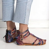 Ženske cipele Ženske nacionalne sandale vjetra Bohemian Style Sandale Velike veličine Kontrastne sandale Multicolor 6.5