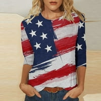 Majica dužine laka za žene Retro ženske slobodno vrijeme USA 4. jula