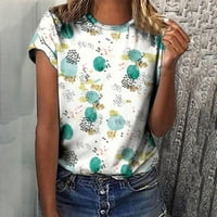 Ljetni cvjetni grafički kratki rukav za žene Dressy casual crew vrat kratkih majica Bluze opuštena fit