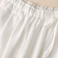 Vivianyo HD žene duge hlače plus veličina zazor ženske proljeće ljeto od solidne boje retro retroverna strana bočna frenulum visoki struk široke pantalone za noge bijele