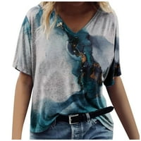 Ženska majica kratki rukavi majica V izrez Mramorni ispis Teers Ljeto labavo Ležerne prilike Bluza Dukseri