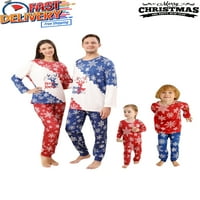 Gueuusu božićne pidžame za obiteljski dugi rukav Elk tisak za ispis + pantalone za snježne pahulje ili