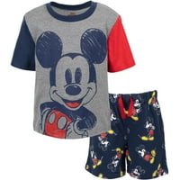 Disney Mickey Mouse Toddler Boys Francuska Terry majica i kratke hlače Outfit Set Toddler u Big Kid