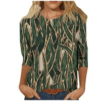 Fragarn ženska bluza Ljetni casual labavi fit puloveri plus veličine Radni otisak modna bluza zelena,