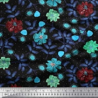 Soimoi Rayon Crepe tkanina točka, lišće i cvijet od tiskane tkanine sa širokim dvorištima