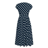 Plus veličina haljine za žene polka tat print wrap v-izrez midi haljina kratka rukava gumb čipkasti