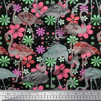 Soimoi Poly Georgette tkanina cvjetna i flamingo ptica otisak šivaći šipka tkanine