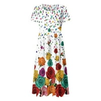 Žene Ljeto Ležerne prilike Cvjetno tiskovina kratkih rukava Cloresna haljina Boho Beach Dug Senderss
