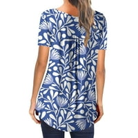 Ženska odjeća za uklanjanje modne žene Ljeto labav ispis Okrugli vrat majica kratki rukav casual bluza plava l5960