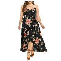 Proljetne haljine za žene plus veličine casual bez rukava cvijeće cvijeće crna haljina