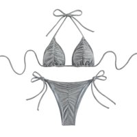 Silver svilena tkanina Trokut Split bikini kupaći kostim za žene