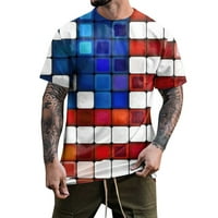 Muška majica za odmor casual retro uznemirene boje kvadrate Ispis okrugli vrat majica kratkih rukava