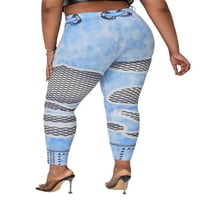 Sanviglor Women visoke struk Fau Jean Pants Plus veličine Pant imitacija traper pantalona Skinny Stretch