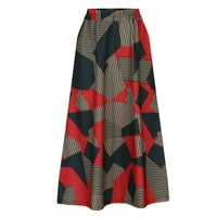 Ženska vintage duga suknja tiskana jeseni zimske suknje, ležerna flare linijska ljuljačka maxi suknja