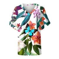 Leylayray bluza za žene Ljetne vrhove Ležerne modne kratke rukave V rect majice Prevelike cvjetne majice