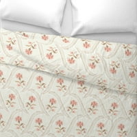 Cover Cover Sateen Duvet, Twin - Floral Vine Feminine Tradicionalni francuski vikendica Grandmilenial Print Prilagođeno posteljina od kašičice