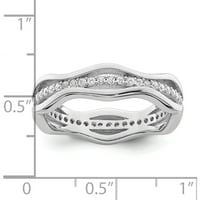 Sterling Silver Rhodium-CZ valoviti prsten izrađen na Tajlandu QR7269-8
