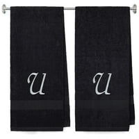 Vezeni ručnik za pamučnu kupelj za kadu, tuš - Personalizirani poklon - Black Color Ručnik - Srebrni