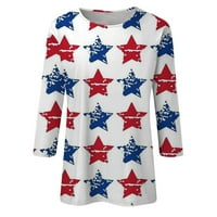 SKSLOEG WOMENS BluZA američka zastava tiskani rukav Top Crewneck Loose pulover vrhove Bluze, plavi s