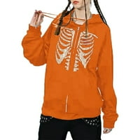 Prevelika kapuljača za žene Trendy Zip up duks zip up kapuljač kapuljača skeletona pulover 90-ih Srednja odjeća za vježbanje dukseva