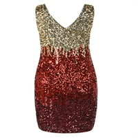 Prettesguide ženska haljina za žene bez rukava V izrez Bodycon mini fit i olovka Glitter Party Clubweard