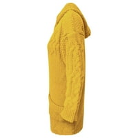 Flash prodaja za danas ženski gornji kabelski pletiv niz kardigan dugačak džemper vrh s poklopcem Jednobojna
