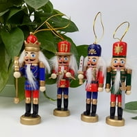 4-komadni orah o ukrasa postavljen drvenim božićnim ukrasima