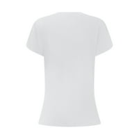 Ženski vrhovi ženske ljetne okrugle vrata Čvrsta boja t Wist Whist kratki rukovi T-majice Bijeli XL