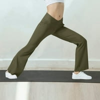 SKPBlutn Fashions Poroznost preklopi preko ženske visokog struka Pant meka sport joga tajice Workout
