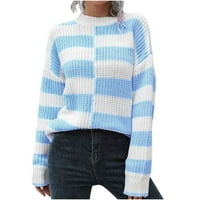 Pulover pulover za žene dugih rukava, ženski prugasti džemper žene labavi jeseni zimski džemperi sa