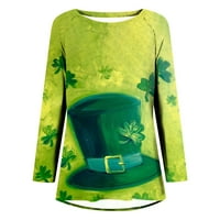 Kakina s plus veličina Ženska majica dugih rukava St. Patrick Print Pulover Tunic Tops Green 12
