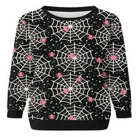 Paille Dame Halloween Loot Fit Duks baggy Holiday Majica Pumpkin Print Fall Tops Pulover Black Pink
