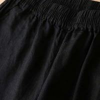 Mrat ženske obrezirane hlače od pamuka visoke struke pamučne i posteljine kaprisu hlače široke noge