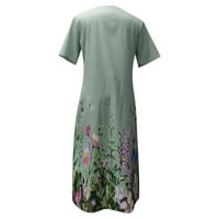 Paiwinds Cleariance Ženski ljetni casual okrugli vrat kratki rukav preklopive cvjetne tiskane haljine