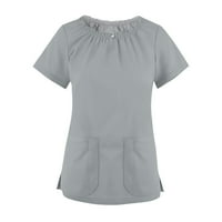 Ženske vrhove bluza Čvrsta kratki rukav Ležerne prilike za žene Ljetni posadi T-majice Gray M