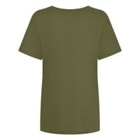Ženski vrhovi ženske labave bluze okrugli vrat kratkih rukavica bez rukava, majice majice vojska zelena