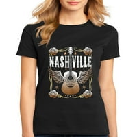 Thirt za žene Nashville gitarista Vintage Nashville Country Music City Casual kratkih rukava Crna X-velika
