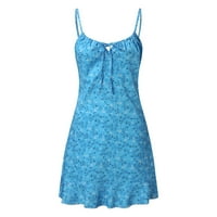 YubnLvae haljine za žene Novo ženska modna cvjetna špageta mini haljina ljetna casual haljina - plavi