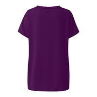 Ljeto plus veličine vrhova ženske bluze s kratkim rukavima modne purzne majice ljubičasta 2xl