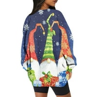 Božićni džemperi za žene smiješne rešetke Snowman Print Pulovers Lagana majica u obliku rukava