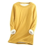 Ženska zimska topla runa trendy pokloni opuštena bluza s dugim rukavima Čvrsta boja pulover posada vrata