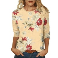Gersome ženske cvjetne majice za tiskane majice bluze Crewneck Slim Fit pamučni tunik vrhovi mekani