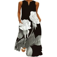 Colisha ženske haljine V izrez cvjetni print sandress vintage party rukavac maxi 2xl