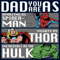 Muški marvel tata Ti si nevjerojatan što je Spider-Man moć kao Thor nevjerovatno kao i dukserica Hulk mornarsko plava velika