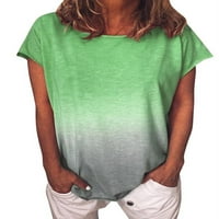 ZDCDCD Žene casual kratkih rukava okruglih rukavica gradijentni košulji u boji bluze vrhovi