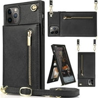 iPhone Pro Case, kožna kožna kolica za novčanik s držačem kartice, kickstand, magnetsko zatvaranje patentne