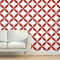 Swatch orie & Stick pozadina - Crveni geometrijski krug Bijele latice minimalističke cvjetne velike
