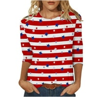 Ženski vrhovi rukav za ljeto - modni američki zastava za zastavu Dan majica plus veličina vježbanje